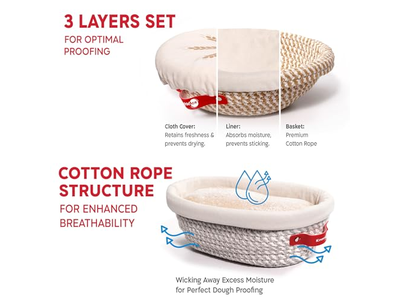 سلال بانيتون بلاستيكية للخبز بدون عجن بانيتون كبيرة بطانة سيليكون بنية