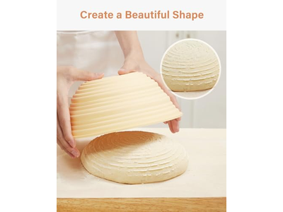 سلال البانون المستطيلة والدائرية للخبز بقياس 10 بوصات بيضاوية مبطنة بالخوص 7 سلال