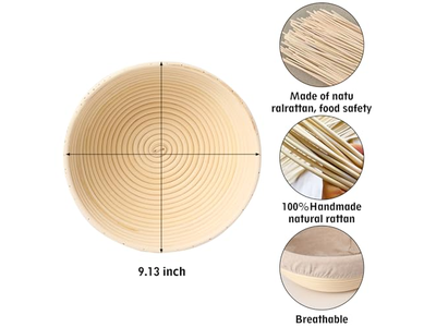 سلة تخمير لصواني الباغيت وعجينة البيتزا مع غطاء