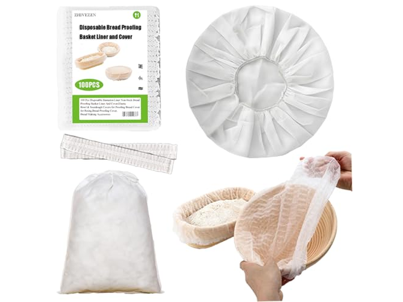 سلة تخمير مع سكين خبز 13 سم بانيتون مع بطانات بيضاوية ومستطيلة 9 بوصات