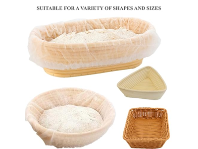 سلة تخمير مع سكين خبز 13 سم بانيتون مع بطانات بيضاوية ومستطيلة 9 بوصات