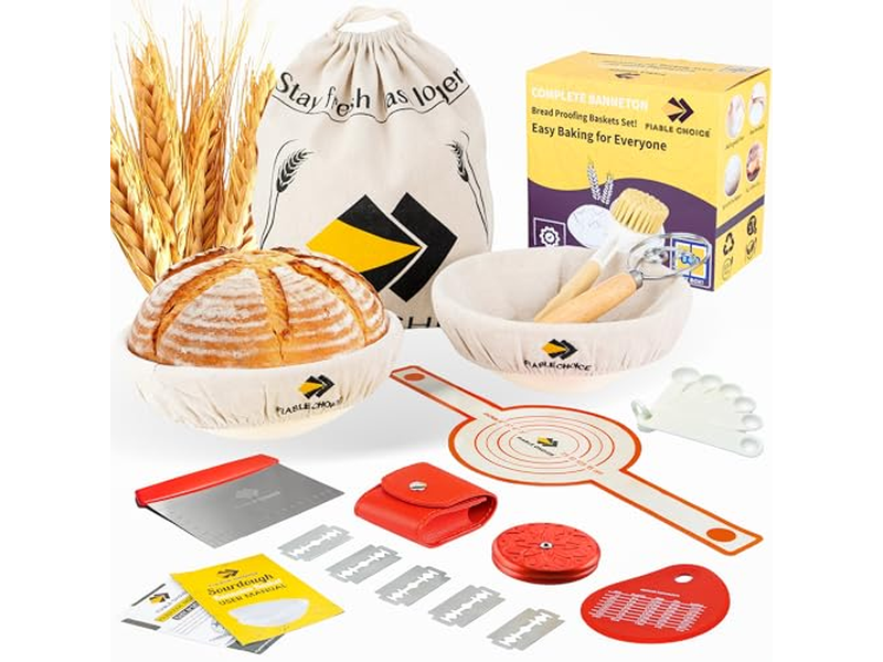 مجموعة سلة تخمير مكونة من قطعتين دائرية وبيضاوية 3 قطع خبز بانيتون 5 قطع الأكثر مبيعًا