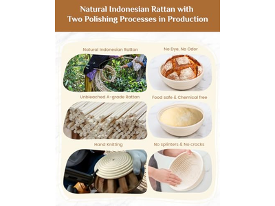 سلال التخمير للعجين المخمر سلة خبز الروطان مع قبة لتخمير العجين